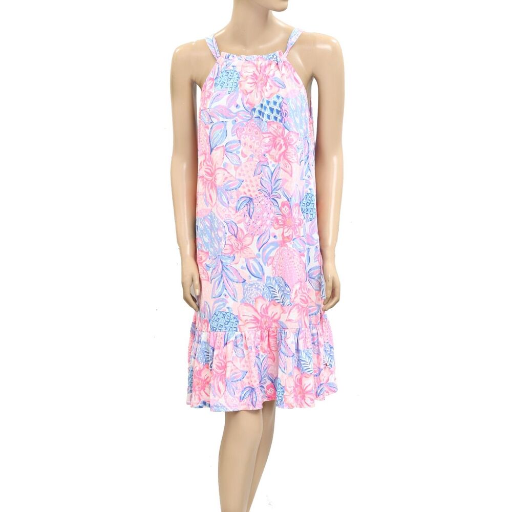 Lilly Pulitzer Saira Halter Mini Dress Floral Printed Ruffle Cotton M NWD 282114 - Picture 5 of 9